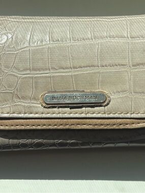 Dana Buchman Croc-Embossed Clutch in Taupe and Beige